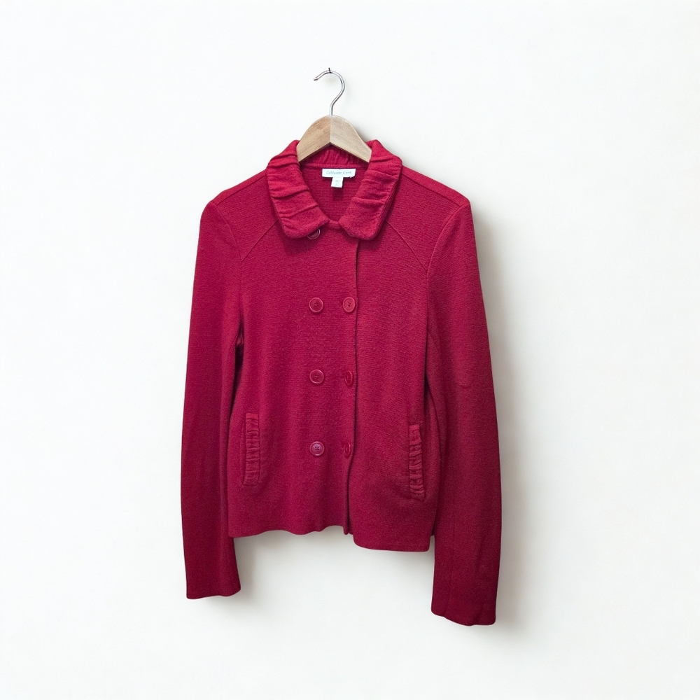 Vintage Red Double-Breasted Knit Jacket